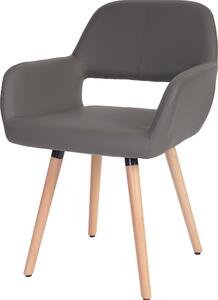 Sedia da sala da pranzo HWC-A50 II, sedia da cucina, design retrò anni '50 ~ Pelle finta, grigio, gambe leggere