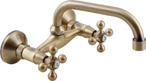 Rubinetto a parete retrò nostalgico, bronzo antico, rubinetto per lavabo, miscelatore per lavabo, STILO