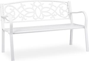Panca da giardino relaxdays 10036721_0 metallo bianco 124,5 cm