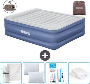 Materasso gonfiabile Bestway - 2 persone - 152 x 203 x 61 cm - Grigio/Blu - Accessori inclusi