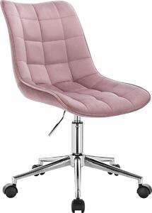 Happyment Sedia da ufficio ergonomica in velluto – Rosa – Regolabile in altezza – Su rotelle – Per adulti – Girevole – Senza braccioli