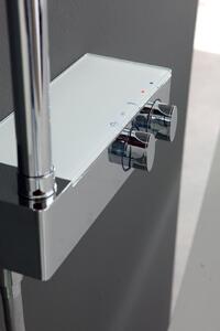 Colonna doccia in acciaio lucido e bianco ad altezza regolabile con soffione ovale modello X1