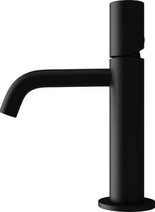 Doporro Miscelatore Monocomando per Lavabo Bagno Senza Leva, Rubinetto con Flessibili Acqua Calda Fredda in Ottone Nero Opaco H 20,7 cm WAO-7701