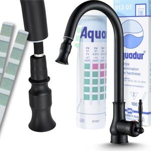 Rubinetto da cucina Ari Bloom con doccetta estraibile, beccuccio girevole a 360 gradi, cartuccia Vetroceramica, nero przecierato