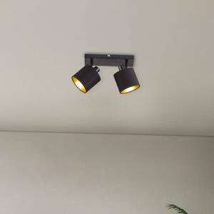 Reality Leuchten Faretto da soffitto Tommy, nero/oro, lunghezza 28 cm, a 2 luci