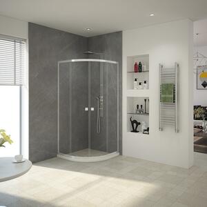 Cabina doccia 80x80 MARWELL LEEDS II 80x80x190 cm Doccia rotonda con profili in alluminio di alta qualità in cromo Cabina doccia in vetro temperato di sicurezza Doccia