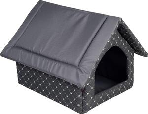 Elegante grotta per cani, casa per cani | Dimensioni XL: 44 x 55 x 43 cm | Colore: nero - motivo: zampe