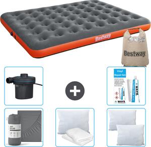 Materasso gonfiabile Bestway - 2 persone - 152 x 203 x 22 cm - grigio/arancio - accessori inclusi