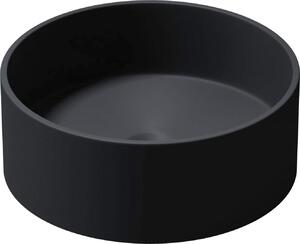 Doporro Lavabo da Appoggio, Lavandino Bagno 40x40x15cm, Lavabo Tondo da Minerale Fuso Colossum804, Antracite Opaco