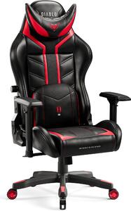 Diablo X- Ray Gaming Armchair Poltrona da ufficio 4D Braccioli Design ergonomico Similcuoio Perforazione Funzione a dondolo King Size Nero-Rosso