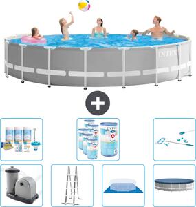Piscina Intex Round Prism Frame - 548 x 122 cm - Grigio - inclusa pompa - scaletta - telo di fondo - pacchetto di manutenzione della copertura - filtro - kit di pulizia
