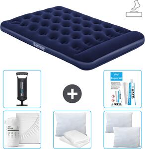Materasso gonfiabile Bestway - Letto alla francese - 137 x 191 x 28 cm - Blu - Accessori inclusi