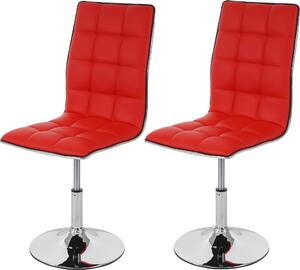 Set di 2 sedie per sala da pranzo HWC-C41, sedia da cucina, girevole e regolabile in altezza, in Pelle finta certificata ~ rosso