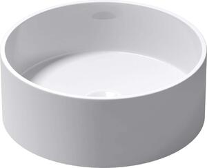 Doporro Lavabo da Appoggio, Lavandino Bagno 40x40x15cm, Lavabo Tondo da Minerale Fuso Colossum804, Bianco Lucido