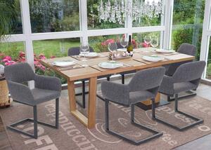 Set di 6 sedie da pranzo HWC-A50 II, sedia a sbalzo sedia da cucina design retrò anni '50 ~ tessuto, grigio