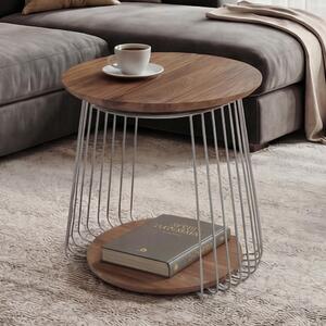 Tavolino MCA MCW-P60, tavolino tavolino lounge, metallo MDF rotondo Ø 50cm ~ marrone