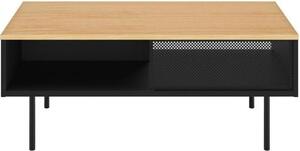 Tavolino in rovere nero e naturale, 100 x 50 x 40