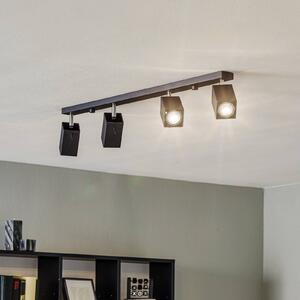 SOLLUX LIGHTING Faretto soffitto Square, nero, 4 luci lineare