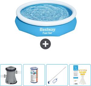 Piscina gonfiabile rotonda Bestway Fast-Set - 305 x 66 cm - blu - inclusa pompa - filtro - kit di pulizia - strisce reattive