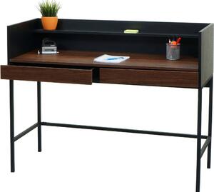Scrivania MCW-J79, scrivania da ufficio, scrivania per computer, scrivania da lavoro, cassetto, dimensioni 120x50 cm, legno e metallo, finitura effetto noce