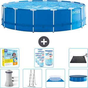 Piscina Intex con struttura rotonda - 457 x 122 cm - blu - inclusa pompa - scaletta - telo di fondo - confezione di manutenzione della copertura - filtro - tappetino solare