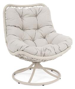 Poltrona Girevole da Esterno con Cuscini 72x83x90h cm in Acciaio e Fibra Sintetica Azores Light