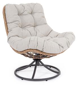 Poltrona Girevole da Esterno con Cuscini 72x83x90h cm in Acciaio e Fibra Sintetica Azores Antracite