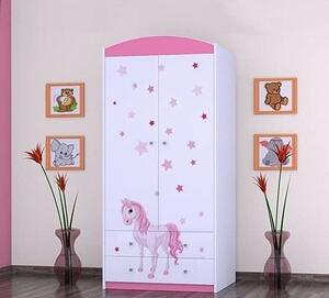 BDW Armadio, 2 ante, 2 cassetti, Armadio, 180x90 cm, Rosa