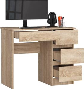 BDW scrivania da ufficio con 4 cassetti, scrivania da gioco, rovere Sonoma destro