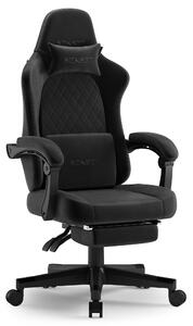 SENSE7 Devon Sedia da gioco in tessuto nero - Sedia da ufficio ergonomica con poggiapiedi Sedia da scrivania per PC Sedia da gaming Alcantara 120 kg