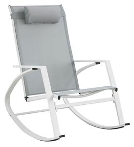 Poltrona a Dondolo da Giardino 60,5x107x95h cm in Acciaio e Textilene Demid Bianco
