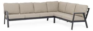 Set 3 Pezzi Salotto Angolare da Giardino con Cuscini in Alluminio e PP Flaminio Antracite