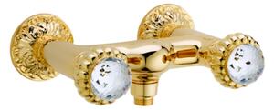 Gruppo doccia esterno serie Crystal oro lucido con maniglie swarovski