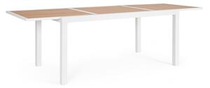 Tavolo Allungabile da Esterno 160-240x90x75h cm in Alluminio e Polywood Hilija Naturale e Bianco