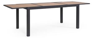 Tavolo Allungabile da Esterno 160-240x90x75h cm in Alluminio e Polywood Hilija Naturale e Antracite