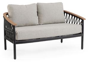 Divano da Giardino 2 Posti con Cuscini 140x75x85h cm in Alluminio e PP Fenix Antracite