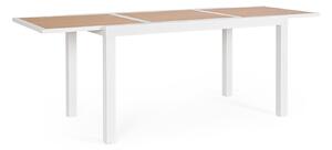 Tavolo Allungabile da Esterno 140-210x77x75h cm in Alluminio e Polywood Hilija Naturale e Bianco