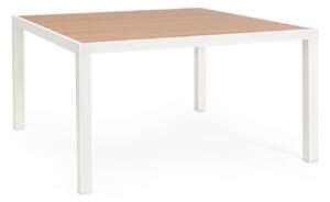 Tavolo da Esterno 136x136x75h cm in Alluminio e Polywood Hilija Naturale e Bianco