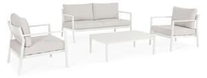 Set 4 Pezzi Salotto da Giardino con Divano 2 Poltrone e Tavolino in Alluminio e Spun Poly Sirius Vapor