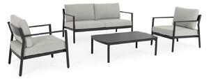 Set 4 Pezzi Salotto da Giardino con Divano 2 Poltrone e Tavolino in Alluminio e Spun Poly Sirius Antracite