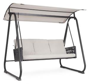 Dondolo da Giardino 3 Posti con Cuscini 210x138x182h cm in Acciaio e Poliestere Dedalo Grigio Chiaro