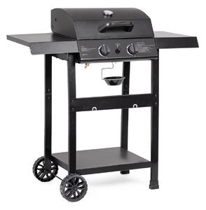 Barbecue a Gas 2 Bruciatori 97,5x49x99h cm Accensione Piezoelettrica in Acciaio Louis Nero
