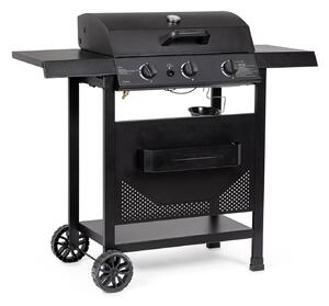Barbecue a Gas 3 Bruciatori 109,5x51x98,7h cm Accensione Piezoelettrica in Acciaio Louis Nero