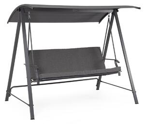 Dondolo da Giardino 3 Posti con Cuscini 205x125x165h cm in Acciaio e Textilene Teseo Antracite e Grigio Scuro