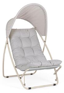 Poltrona da Giardino con Cuscini e Tettuccio 113x86x142h cm in Acciaio e Textilene Taito Grigio Chiaro