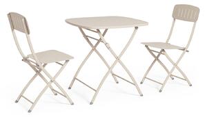 Set 3 Pezzi Bistrot da Giardino con Tavolo e 2 Sedie in Acciaio Yvonne Champagne