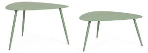 Set 2 Pezzi Tavolini per Esterno in Acciaio Verniciato Yvonne Sagom Verde Salvia