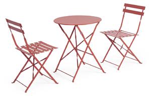 Set 3 Pezzi Bistrot da Giardino con Tavolo e 2 Sedie in Acciaio Verniciato Austin Terracotta