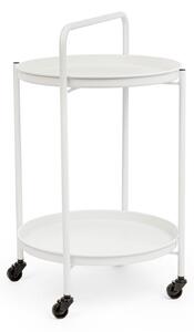 Tavolino da Esterno Carrello con Ruote Ø44,5x70h cm in Acciaio Austin Twin Bianco