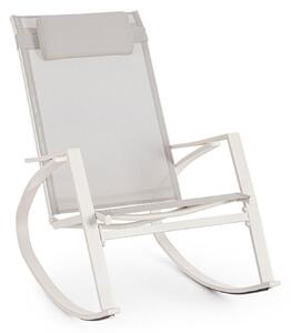 Poltrona a Dondolo da Giardino 60x107x95h cm in Acciaio e Textilene Ercolano Bianco e Grigio